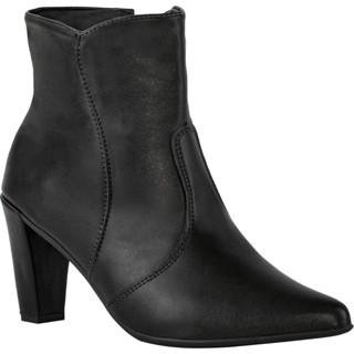 Bota Feminina Salto Alto Fino Confortável Cano Curto Saltinho Bico Fino Zíper Macia Blogueira
