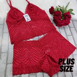 conjunto de lingerie espera marido PLUS SIZE cropped + calcinha calesson sem bojo e renda ...