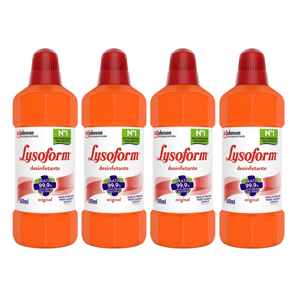 Kit 4 Desinfetante Lysoform Uso Geral Original 500ml