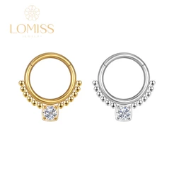 Piercing Argola Aço Cirúrgico PVD Segmento Articulado Bolinhas Zircônia Quadrada Cravejada《Lomiss semijoias》