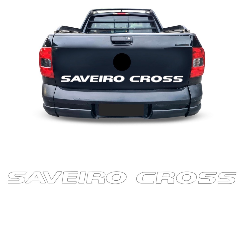 EMBLEMA SAVEIRO CROSS VW SAVEIRO 11/15 BRANCO ADESIVO TAMPA TRASEIRA MARCON 6818.