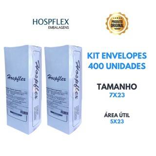 KIT 400 Envelopes de Esterilização em autoclave - AutoSelante - tamanho 7x23cm - Hospflex
