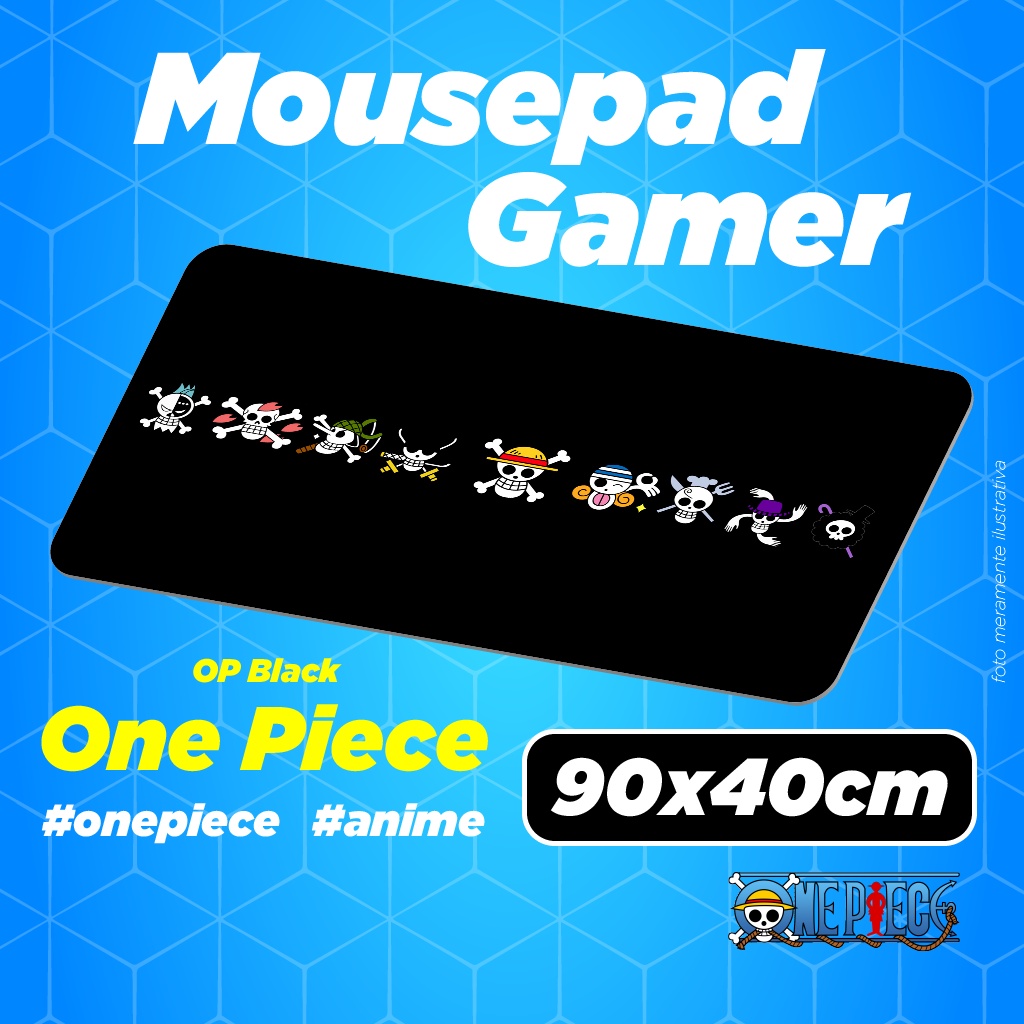 Mouse Pad Gamer Personalizado One Piece Fundo Preto Anime 90x40cm Escorrega o Preço