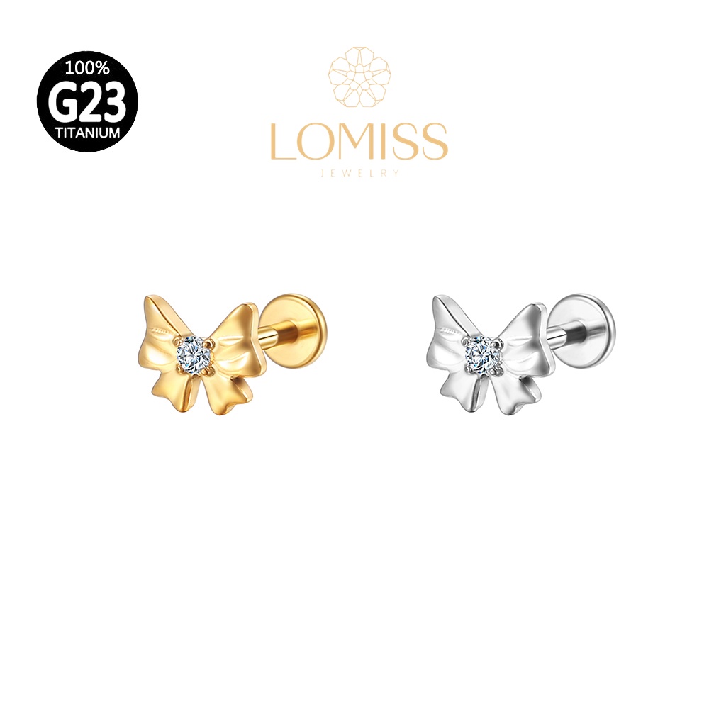 Piercing Helix Conch Labret Titânio PVD Laço com Zircônia《Lomiss semijoias》 em Oferta na Shopee