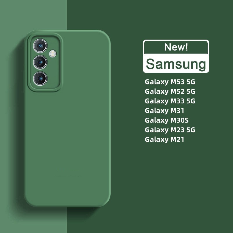 Capa De Câmera Macia De Cor Sólida Samsung Galaxy M54 M53 M52 M14 M33 M21 M30S M13 5G 4G Embalagem Original Silicone Líq