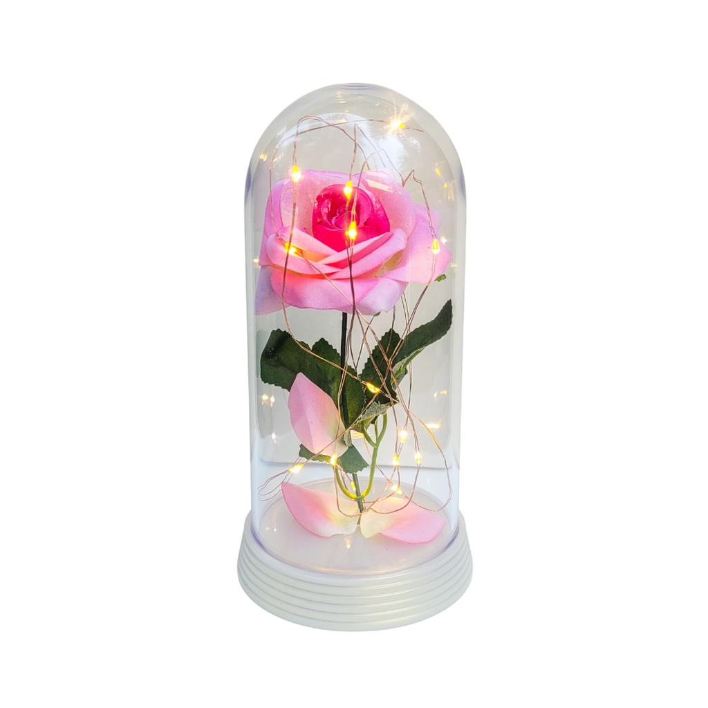 Luminária A Rosa Encantada A Bela e A Fera/ O Pequeno Príncipe Decoração de festa Centro de Mesa G Base Branco Pérola Luzes de LED branco quente Rosa Rosa