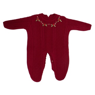 Macacão De Tricô Roupa De Bebê Bordado Menina Maternidade em Oferta na Shopee
