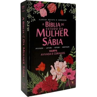 Bíblia De Estudo Da Mulher Sábia Almeida Corrigida Capa Dura Com Harpa Letra Grande Flores Preta - CPP em Oferta na Shopee