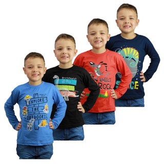 Kit 4 Camisetas Masculina Infantil Manga longa 1 a 8 anos meia estação