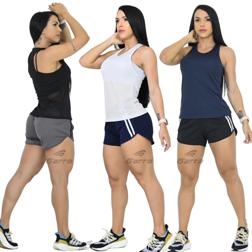 Conjunto Fitness Regata e Short feminino Dry Fitness para Atividade Física e Academia — imagem 1