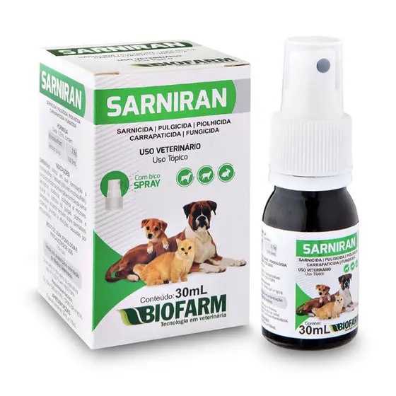 Sarniran Spray 30ml Sarnicida Piolhicida Carrapaticida Fungicida BIOFARM