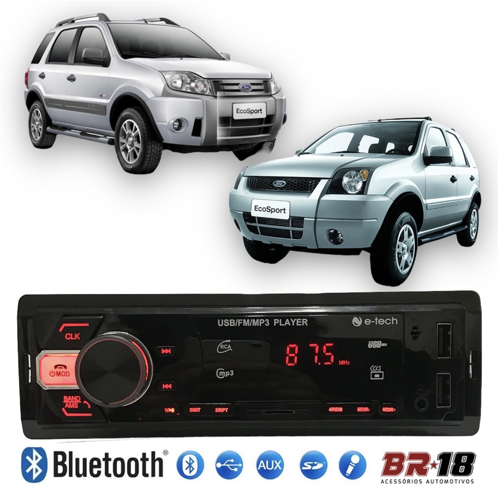 Radio Mp3 Som Automotivo Bluetooth Usb Card Sd Ford Ecosport
