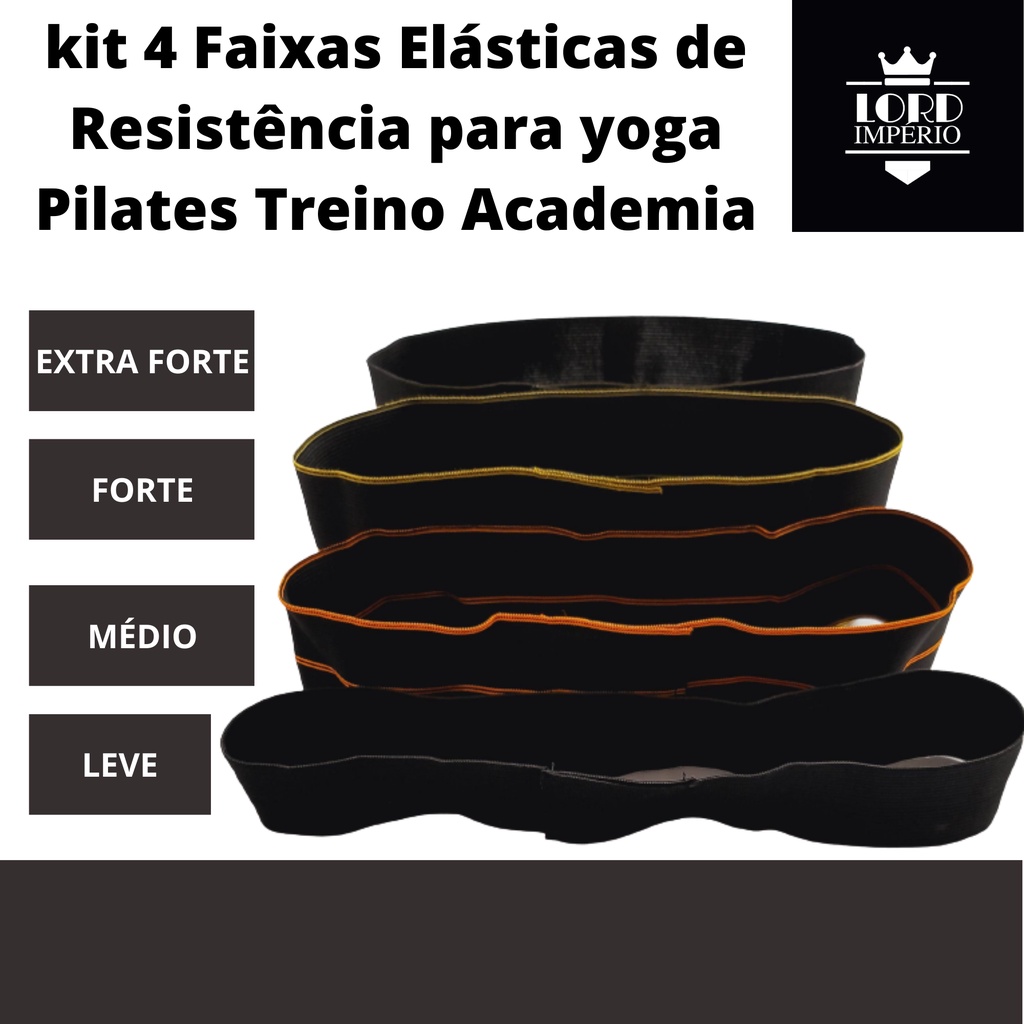 Kit 4 Faixas Elásticas De Exercício resistência para yoga Pilates Treino  Kit Hip Band 4un Mini Band Leve Média E Forte