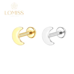 Piercing Helix Tragus Conch Medusa Labret Aço Cirúrgico PVD Lua Detalhada Espelho Lomiss semijoias