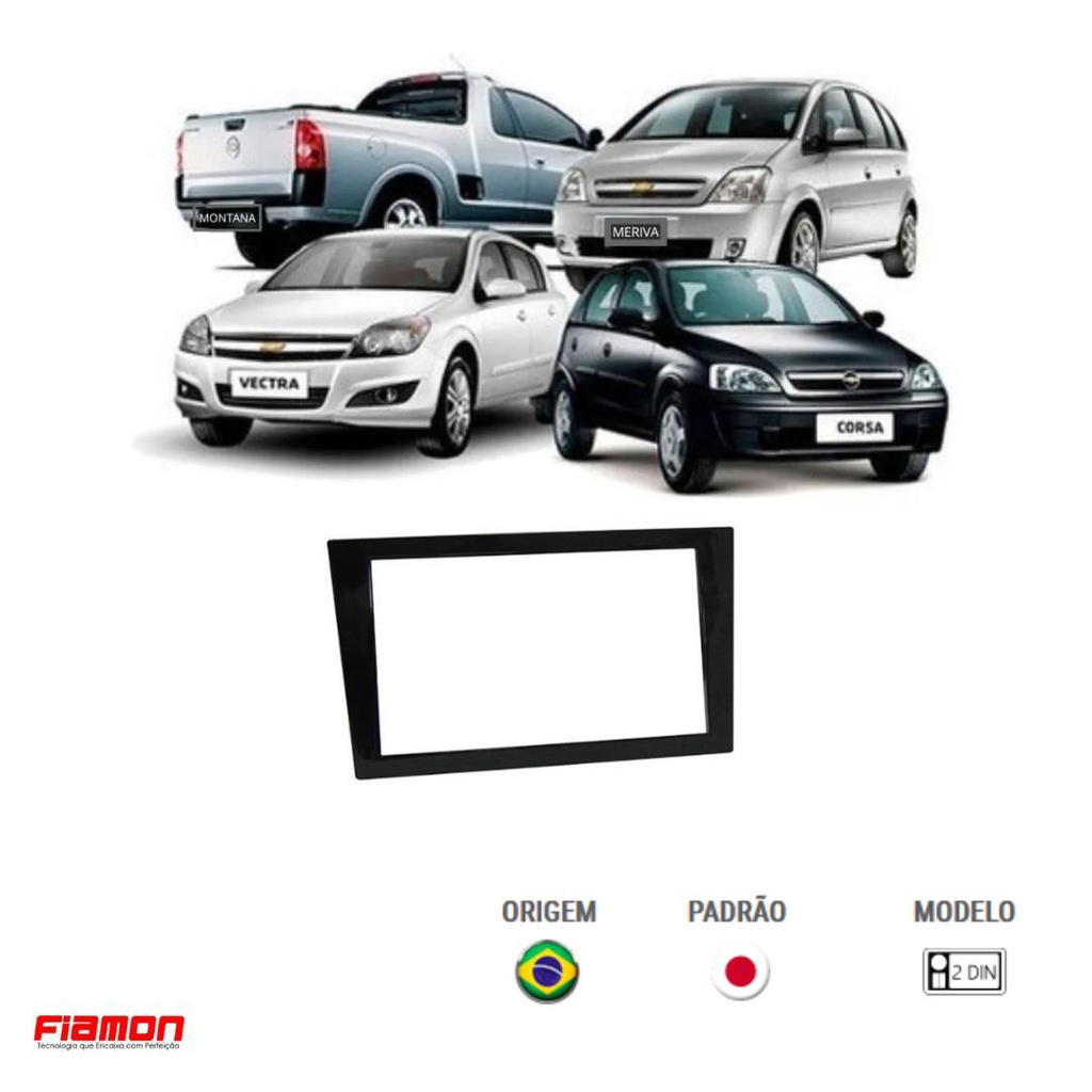 Moldura 7 Polegadas 2 Din Vectra Gt Meriva Corsa Montana Padrão Japonês Pioneer Black Piano Fiamon