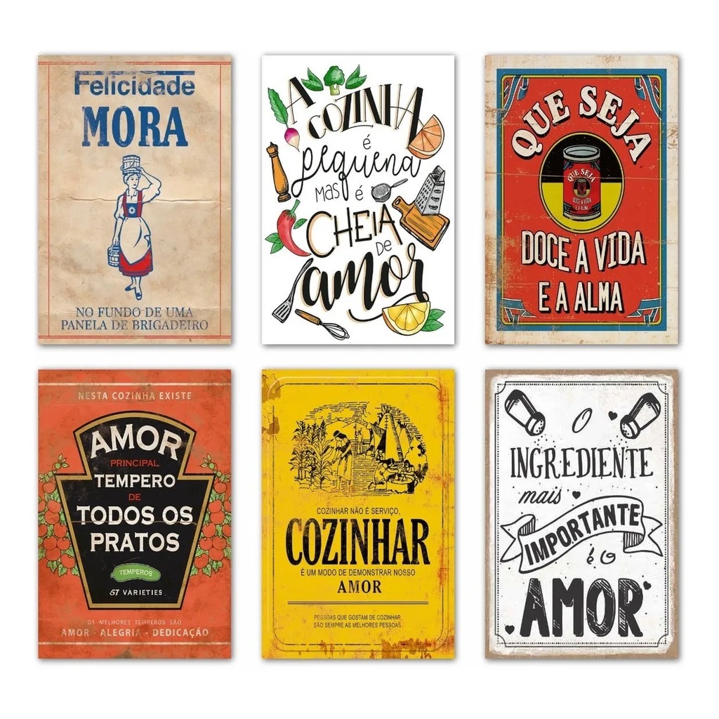 Kit Placas Decorativas Cozinha Frases Quadrinhos em MDF Casa em Oferta na Shopee