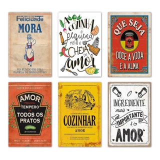 Kit Placas Decorativas Cozinha Frases Quadrinhos em MDF Casa em Oferta na Shopee