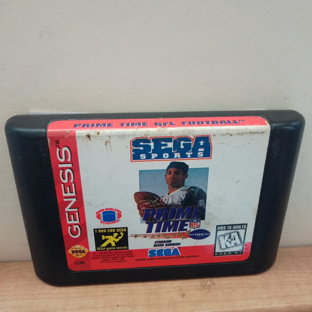 Fita Jogo Prime Time NFL Football starring Deion Sanders Sega Mega Drive Genesis Original