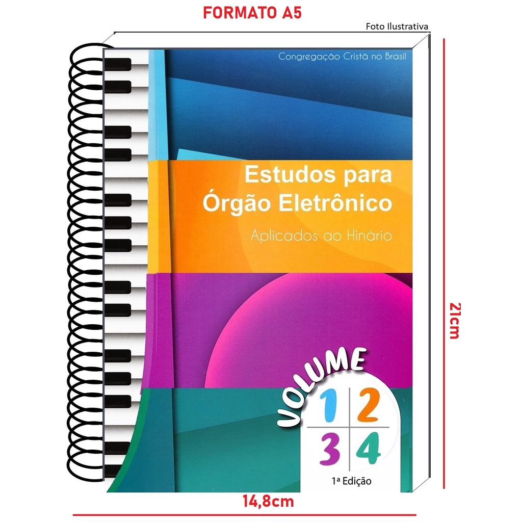 Apostila p/ Órgão Eletrônico para estudo dos hinos Ccb- 4 Volumes em um caderno só - formato A5