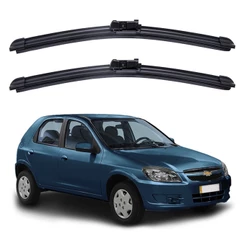 Par de Palhetas Limpador Parabrisa Dianteiro GM Chevrolet Celta 2000 até 2013 Kit