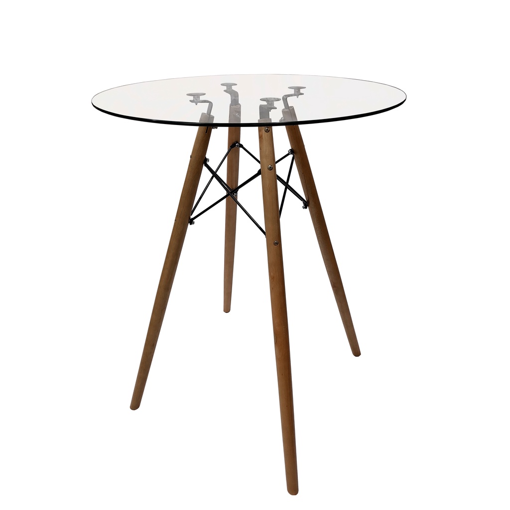 Mesa Vidro Temperado 70cm Eiffel Bistrô Redonda Charles Eames Top