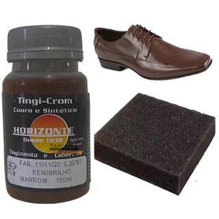 Tinta Couro Marron Semi Brilho Restaura Sapato Bota 100ml