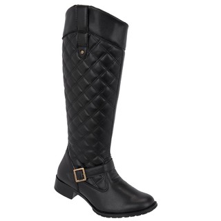 Bota Feminina Montaria Cano Longo Bordado Lateral Conforto Promoção