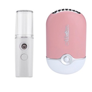 Kit Mini Ventilador USB Recarregavel e Nano Spray Vaporizador USB Recarregavel TEAM