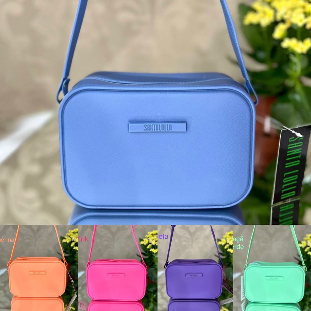 Bolsa Feminina Quadrada Emborrachada Lisa com Alça Transversal LANÇAMENTO ENVIO IMEDIATO