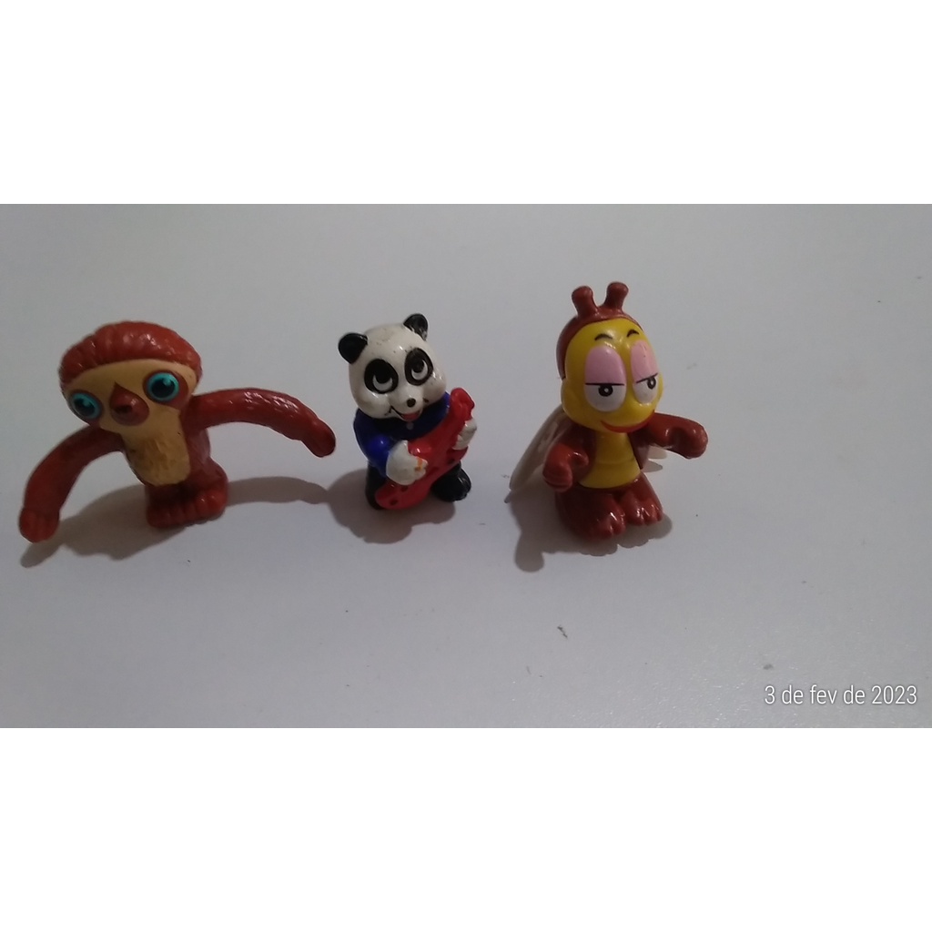 Kit 3 Miniatura da Kinder Ovo Abelha Panda e Preguiça 4cm de Altura Em Bom Estado