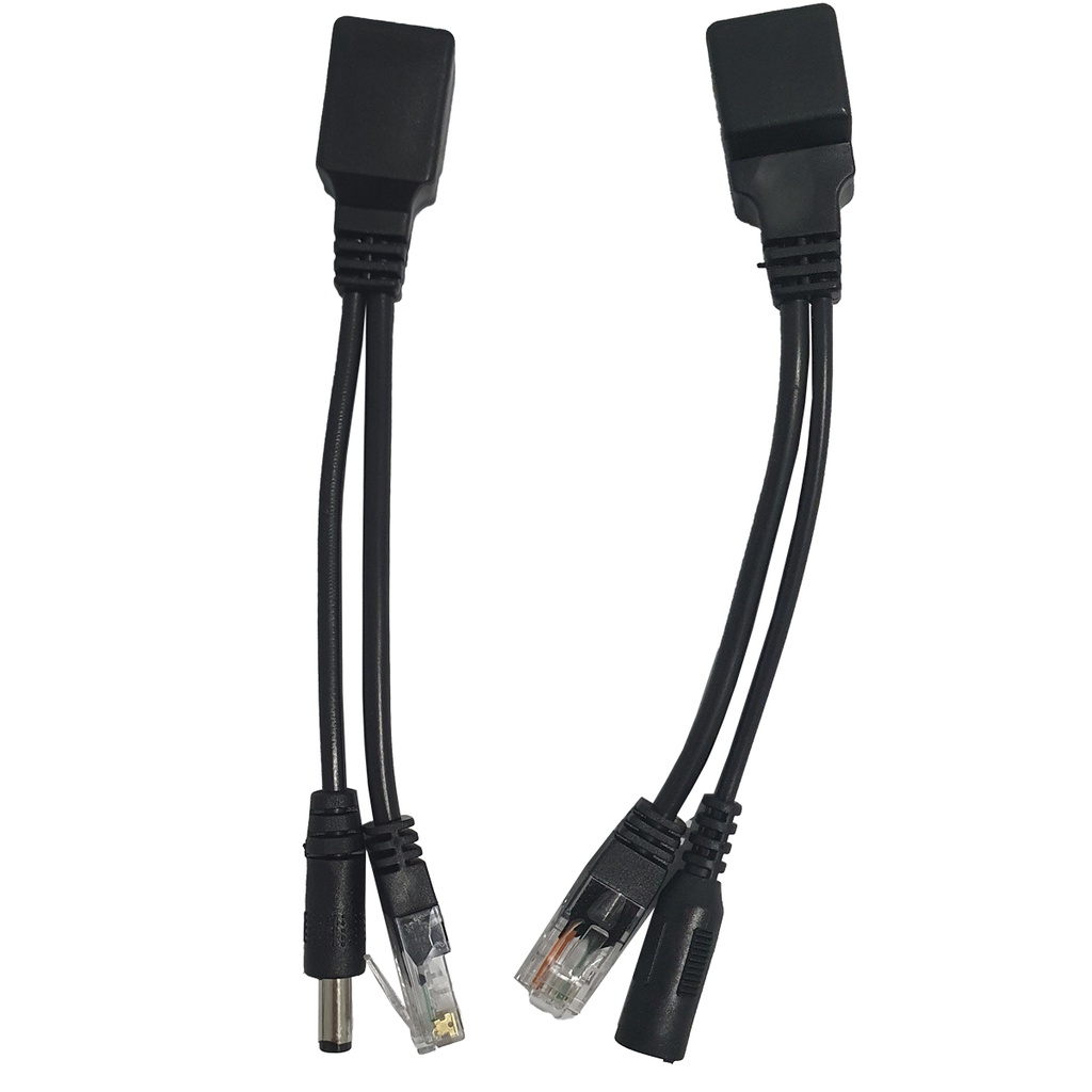 Cabo Conector Adaptador POE 12v Até 30 Metros Kit com Injetor e Separador para Cameras CFTV
