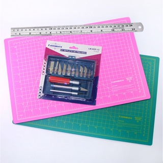Kit Base Corte 45x30 Lanmax + Estilete Bisturi Com 13 Lâminas + Régua 30 Cm em Oferta na Shopee