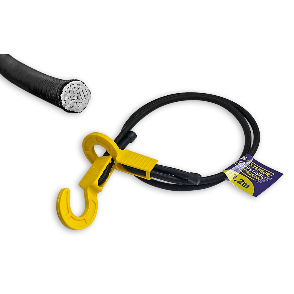 Extensor Elástico 1,20m Ajustável Reforçado 8mm 80 filamentos