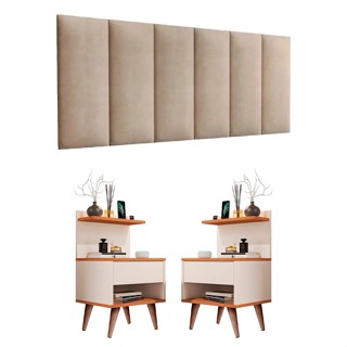 KIT Cabeceira Painel Cama Box Casal E Queen Estofado Suede Com Mesa De Cabeceira Sleep 1 Gaveta em Oferta na Shopee