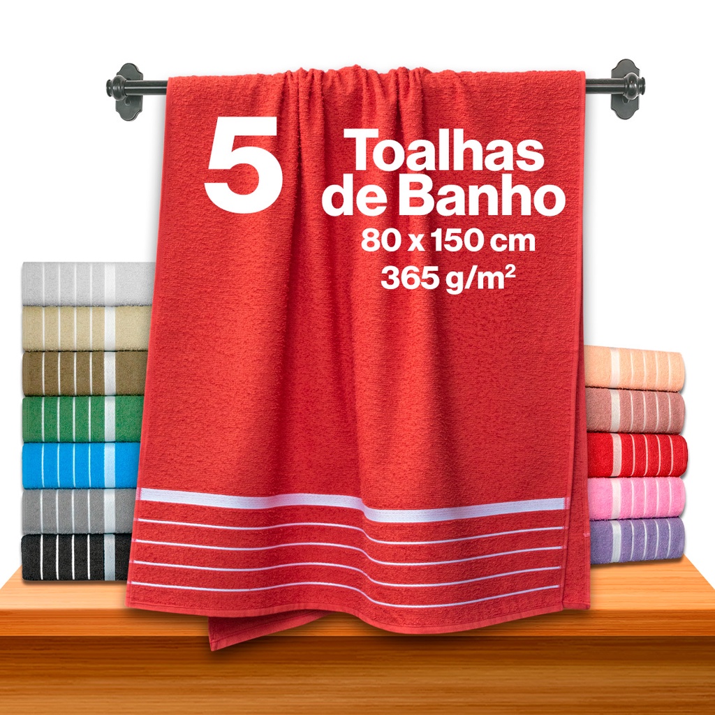 KIT 5 Toalhas de Banho Soft Max Gigante 80 x 1,50 Alto Padrão 100% Algodão