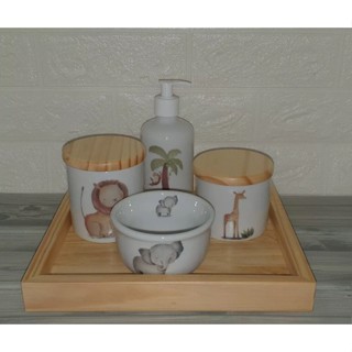 Kit Higiene Safari Com Bandeja Pinus