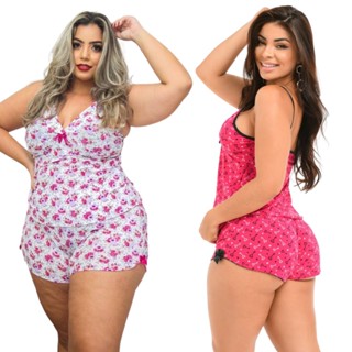 Baby doll Short doll pijama feminino feminina alça regulável plus size