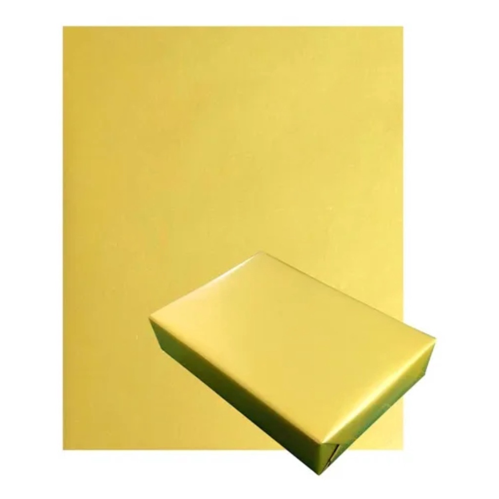 Papel De Presente Bobina Couche Ouro 60cmx100m Cor Lisa