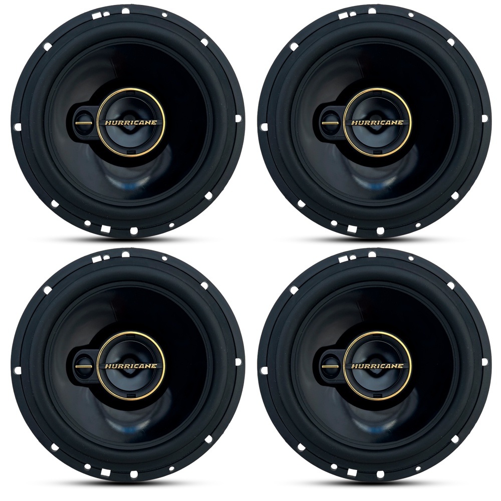 Kit 4 Alto Falante Hurricane Aurum A6T Triaxial 6 Polegadas 60w Cada 120w 2 Pares Original Porta Carro Som