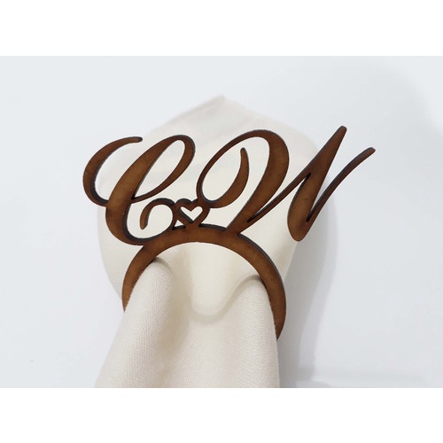 Porta guardanapos personalizado com inicias para eventos cor CRUA mdf 3mm