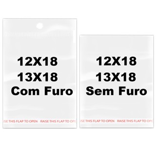 12x18 13X18 +3cm ABA kit 100 Saco saquinho Adesivado Plástico Transparente para embalagem presente furo solapa em Oferta na Shopee