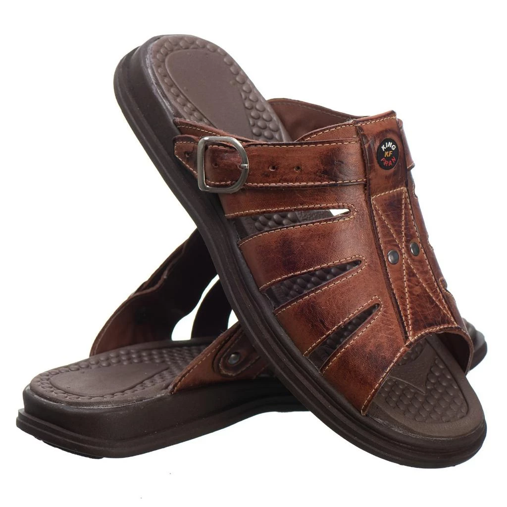 Sandália Chinelo Masculino Em Couro Legítimo Anti Stress Anatômico Ortopédico — imagem 1