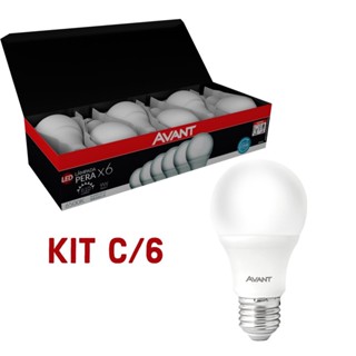 Kit 6 Lâmpadas Pera LED 9W Luz Branca 6500K Bivolt - Avant
