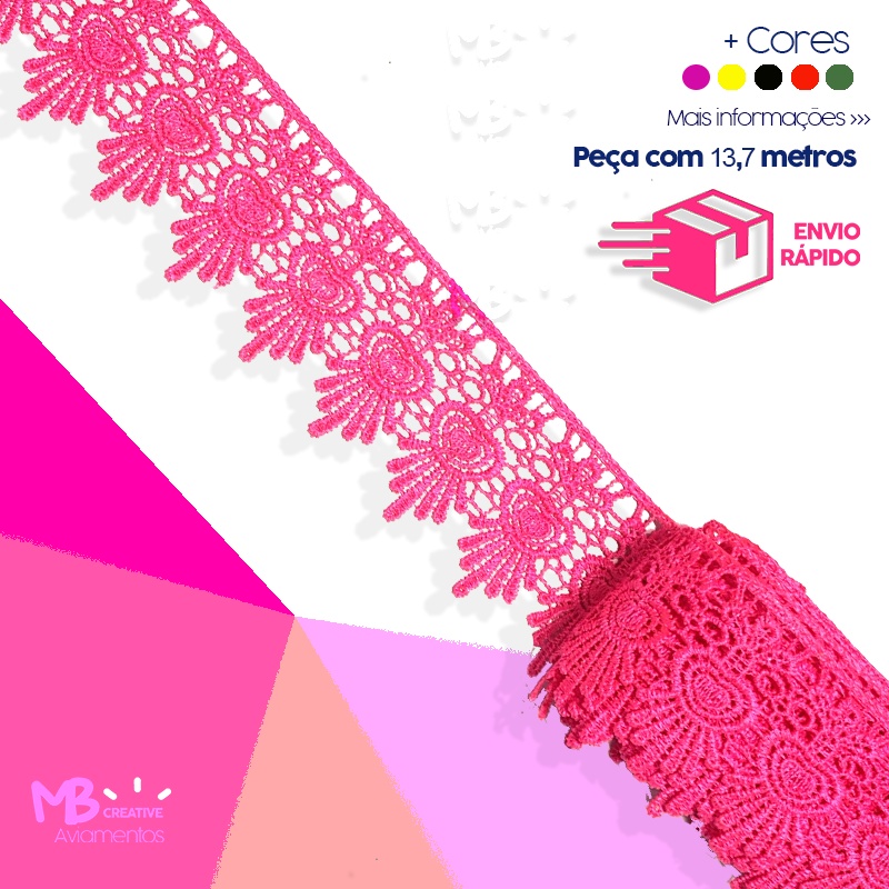 Renda Guipir CHL-436 - 6cm - Rolo com 13,7 Metros