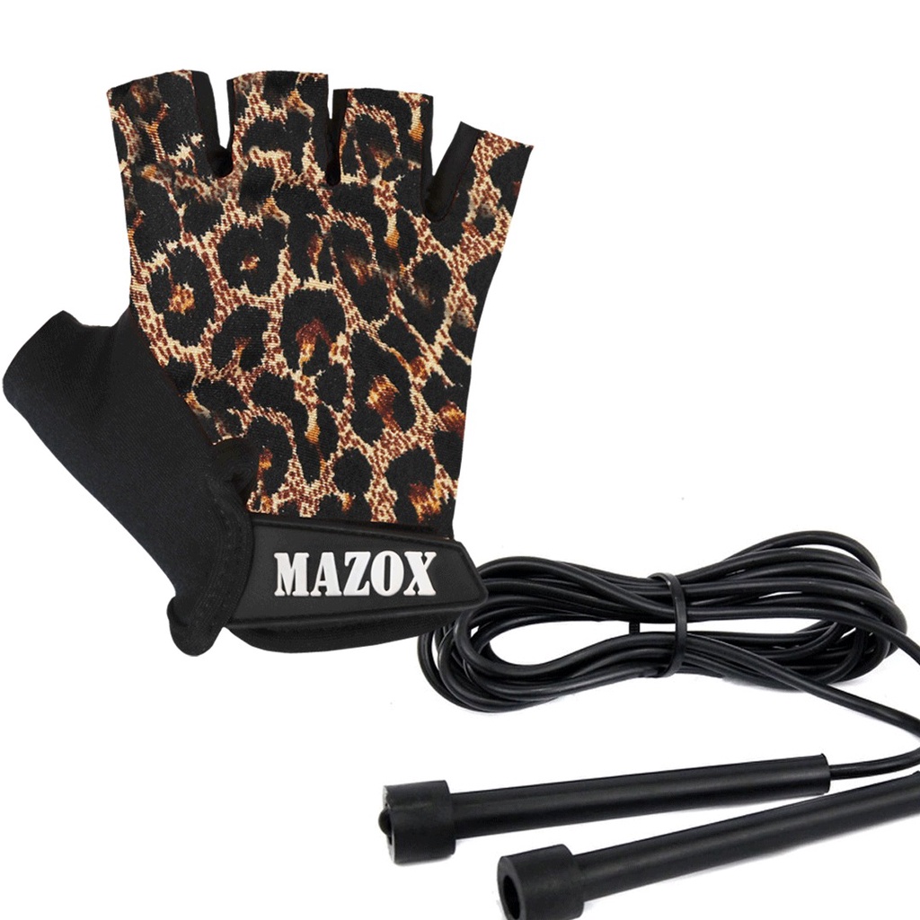 Combo Luva Meio Dedo Feminina de Treino Resistente Crossfit Bike Material Premium + Corda de Pular