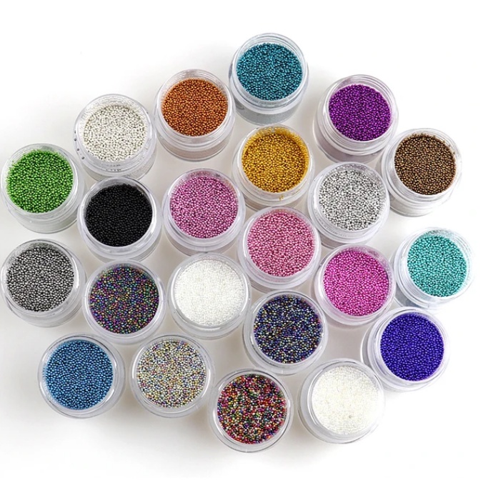 kit 12 glitter em formato de bolinha caviar para unhas nail art - h&n bazar -