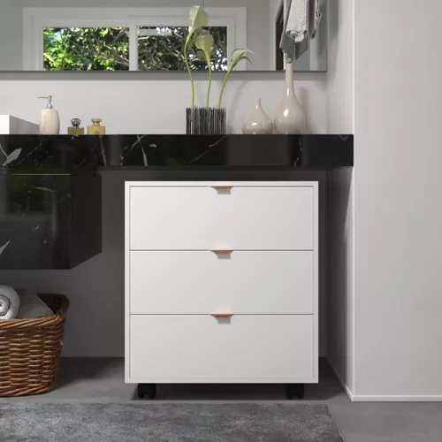 Gaveteiro Multiuso 3 Gavetas Com Rodinhas 60cm Industrial – Cômoda Compacta e Mesa de Cabeceira Para Quarto e Escritório em Oferta na Shopee