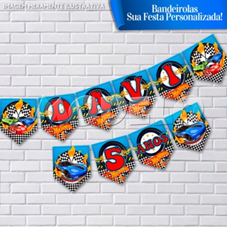 Bandeirolas Personalizadas Festa Hot Wheels em Oferta na Shopee