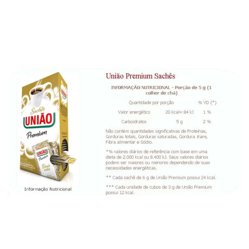 Detalhes do Acucar união sache ORIGINAL 100 - 500 Unidades 5gr cada -  escolha a quantidade Envio imediato
