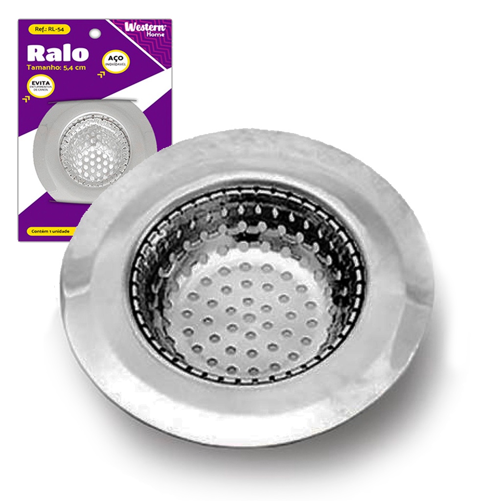 Ralo Ralinho Para Pia De Cozinha 54mm Em Aço Inox Tipo Grelha Com Borda - Home & Living